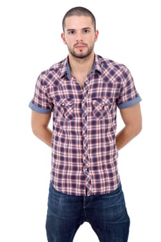 young casual man portrait, isolated on white