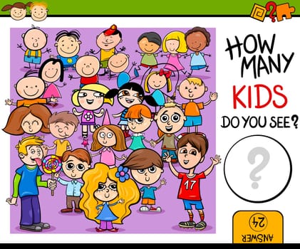 Cartoon Illustration of Education Counting Game for Preschool Children
