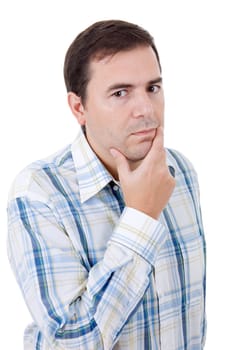 young casual man portrait, isolated on white