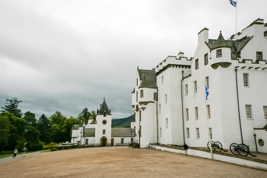 Cloudy Blair castle. Scotland Castle in cloudy day