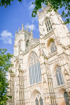 York Minster with blue sky and clouds