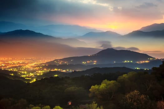 The Sunset in mountain landscape with nice sunligh