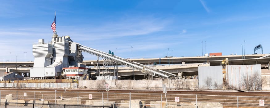 Construction company site building of sand gravel in Boston MA USA