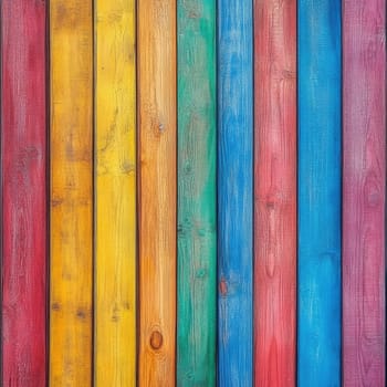 Vibrant wooden planks in bold colors offer an eye-catching background ideal for crafts or artistic use. The varied hues add warmth and joy to any creative space.