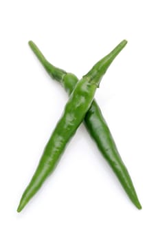 Japanese green chili pepper isolated on white background