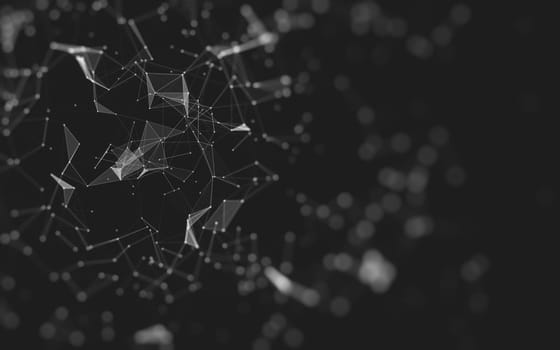 Abstract polygonal space low poly dark background with connecting dots and lines. Connection structure. 3d rendering
