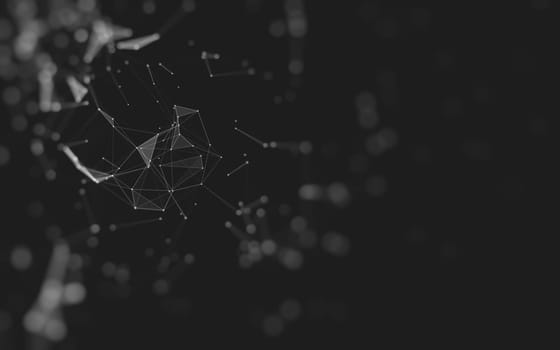 Abstract polygonal space low poly dark background with connecting dots and lines. Connection structure. 3d rendering