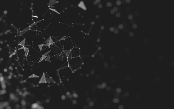 Abstract polygonal space low poly dark background with connecting dots and lines. Connection structure. 3d rendering