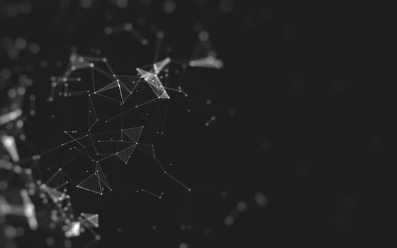 Abstract polygonal space low poly dark background with connecting dots and lines. Connection structure. 3d rendering