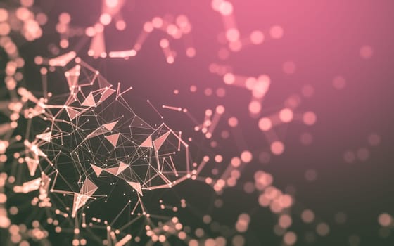 Abstract polygonal space low poly dark background with connecting dots and lines. Connection structure. 3d rendering