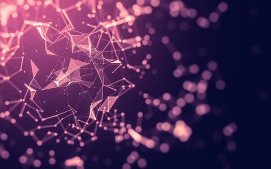 Abstract polygonal space low poly dark background with connecting dots and lines. Connection structure. 3d rendering