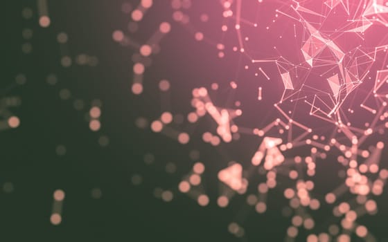 Abstract polygonal space low poly dark background with connecting dots and lines. Connection structure. 3d rendering
