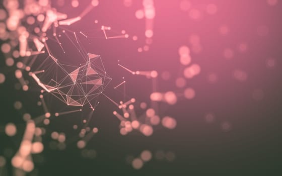 Abstract polygonal space low poly dark background with connecting dots and lines. Connection structure. 3d rendering