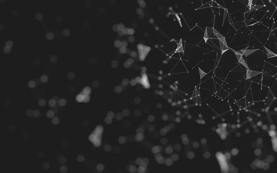 Abstract polygonal space low poly dark background with connecting dots and lines. Connection structure. 3d rendering