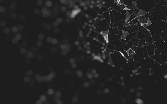 Abstract polygonal space low poly dark background with connecting dots and lines. Connection structure. 3d rendering