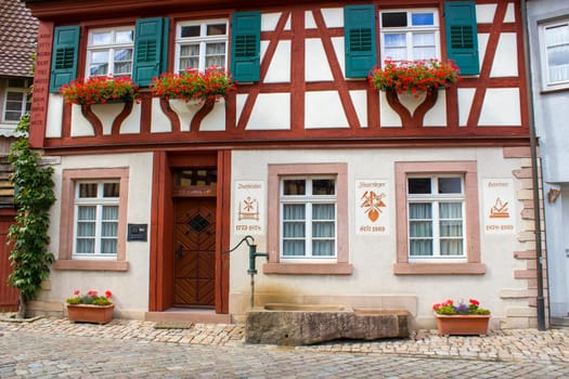 HASLACH, GERMANY - JULY 26 2017 The street with old half-timbered houses in Haslach, Black Forest, Baden-Wurttemberg, Germany, Europe