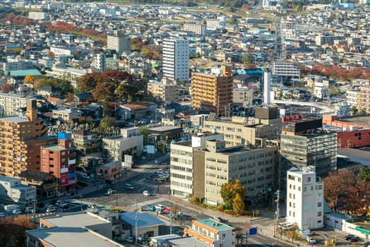 aerial view of city of koriyama in Fukushima Japan