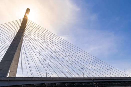 Boston Zakim bridge at Boston downtown MA USA