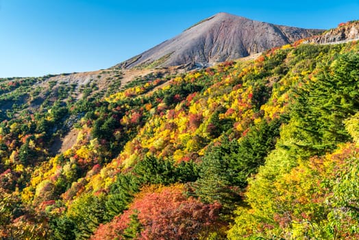 Autumn fall foliage Mountain at Mt.Bandai in Fukushima Tohoku Japan