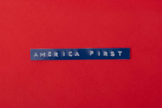 America First Slogan print with a labelwriter on red Background