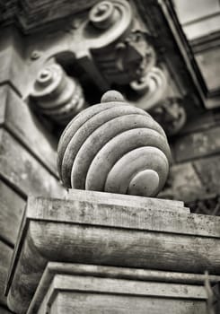 Sandstone pillar on a fence in the old town of Dresden