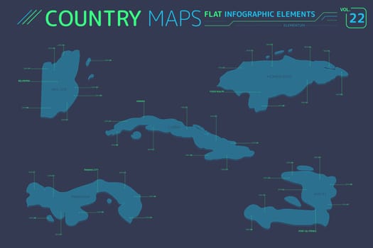 Flat vector maps collection with infographic elements.
