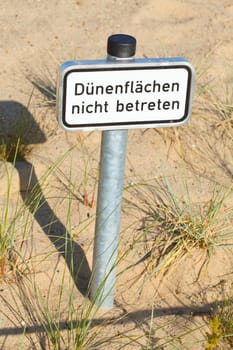 Do not enter sign Dune Area, Germany Europe