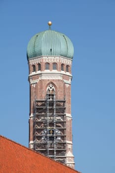 Armored tower of the Frauenkirche, construction site, Munich, Bavaria, Germany, Europe