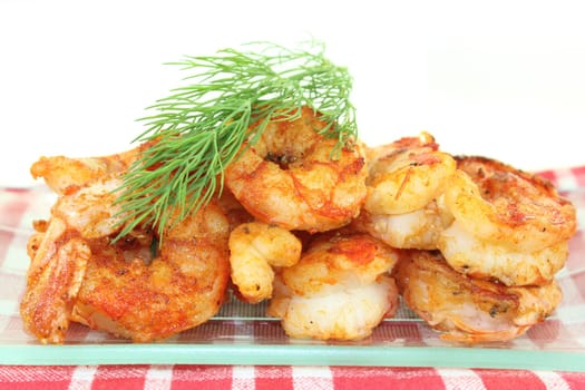 fried shrimp with lemon and dill