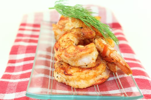 fried shrimp with lemon and dill