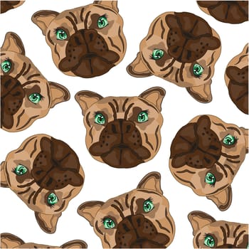 Decorative pattern of the mug of the dog bulldog on white background is insulated