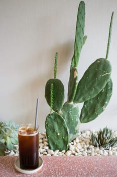 Iced coffee in coffee shop, stock photo