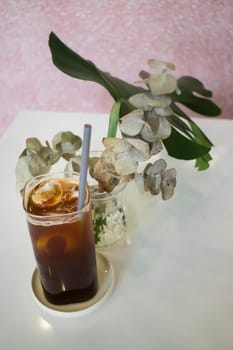 Iced coffee in coffee shop, stock photo