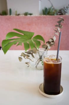 Iced coffee in coffee shop, stock photo