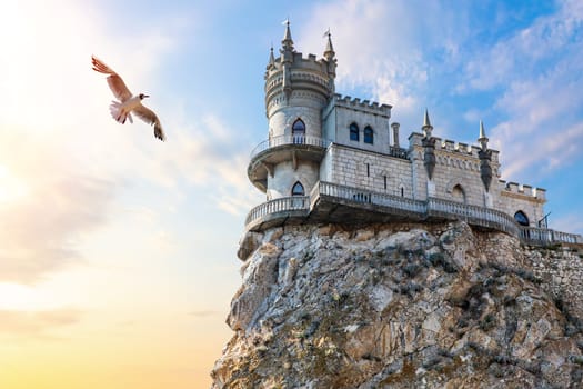 The Swallow Nest and the seagull, Crimea scenery.