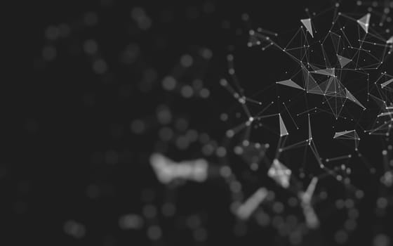 Abstract polygonal space low poly dark background with connecting dots and lines. Connection structure. 3d rendering