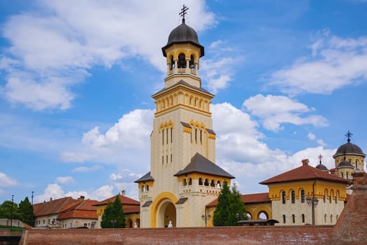 Bell Tower of Coronation Cathedral in Alba Carolina Citadel, Alba Iulia, Romania