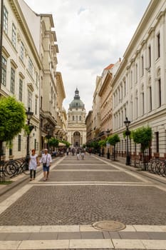 Budapest, Hungary - July 07, 2019: St. Stephen's Basilica is a basilica located in the Pest area of the city of Budapest. Every year visited by thousands of tourists. Its capacity is around 8,000 faithful.