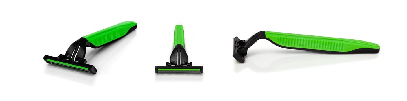 Men's shaving razors set. Studio shot isolated on white background.