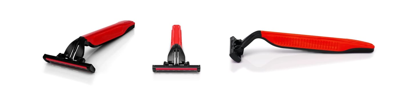 Men's shaving razors set. Studio shot isolated on white background.