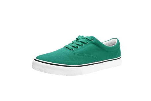 A pair of Green canvas shoes isolated on white background with clipping path