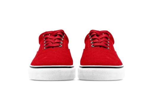 A pair of Green canvas shoes isolated on white background with clipping path