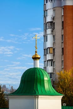 Chisinau, Moldova 24 June 2019: Autumn panorama of Chisinau city high-rise buildings construction, view of the city circus. Chisinau capital of the Republic of Moldova