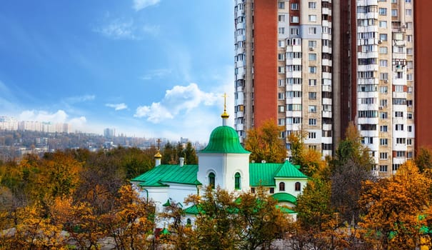 Chisinau, Moldova 24 June 2019: Autumn panorama of Chisinau city high-rise buildings construction, view of the city circus. Chisinau capital of the Republic of Moldova