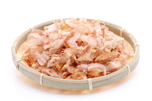 Japanese food, Katuobushi of dried bonito on white background