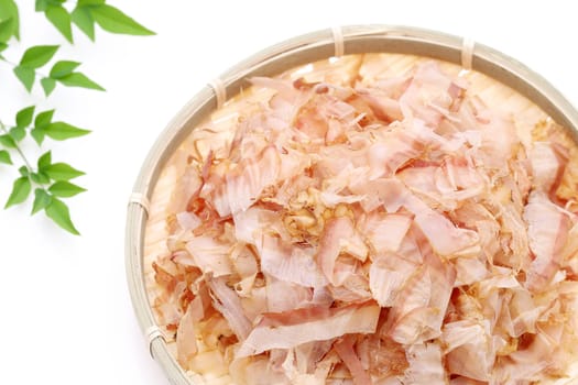Japanese food, Katuobushi of dried bonito on white background