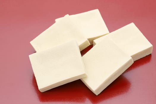 Japanese food, Kouyadofu on red background 　