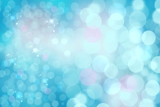 Abstract blurred vivid spring summer light delicate pastel blue pink bokeh background texture with bright soft color circles and glowing stars. Card concept. Beautiful backdrop illustration.
