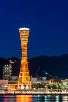 Kobe Port Tower at sunset Twilight in Kobe downtown Hyogo Kansai Japan