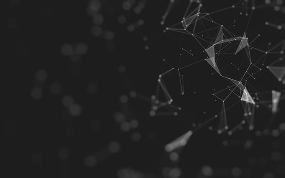 Abstract background. Molecules technology with polygonal shapes, connecting dots and lines. Connection structure. Big data visualization.